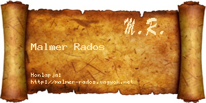 Malmer Rados névjegykártya